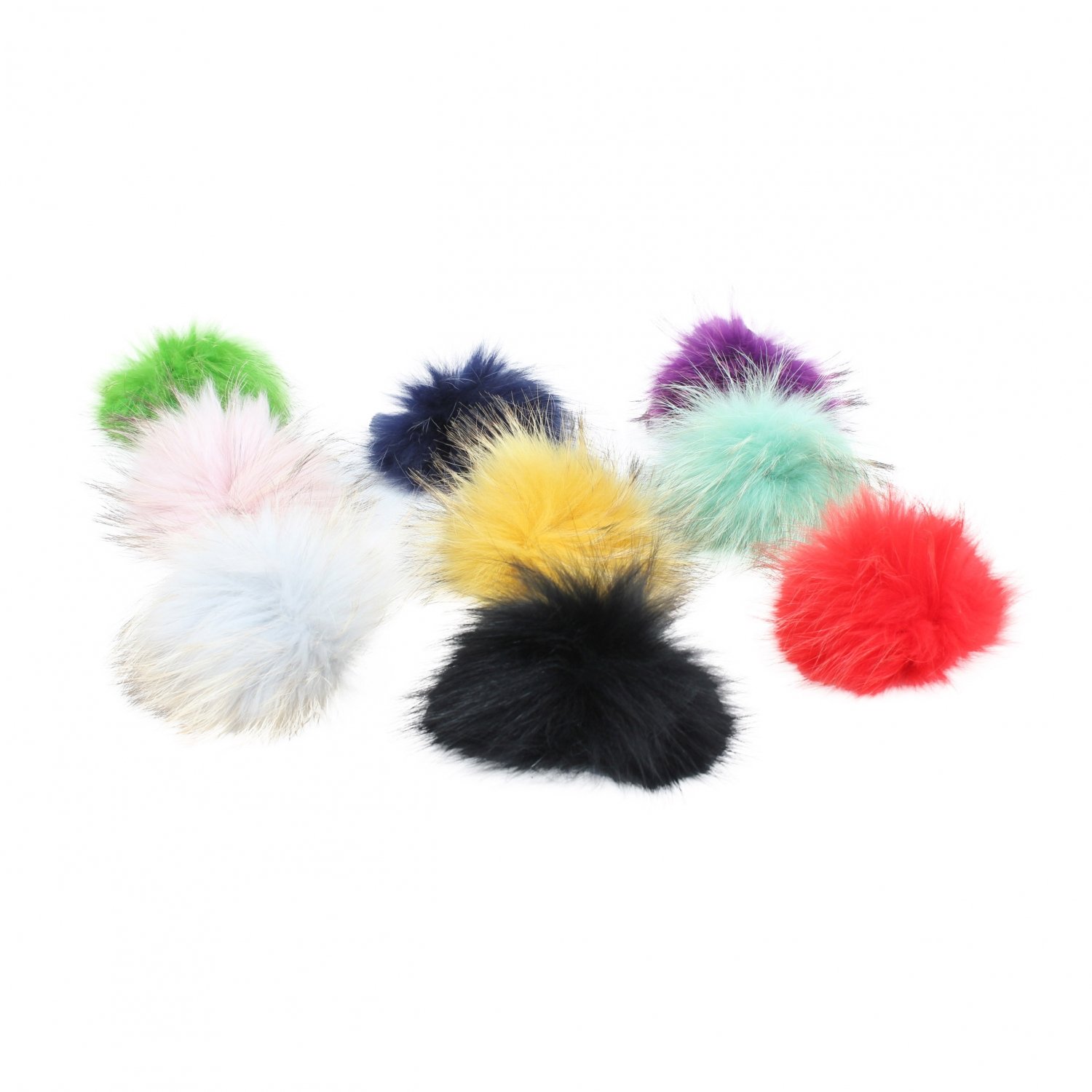 Pompon en fourrure de raton-laveur Finlandais avec bouton-poussoir - Approx. 12cm 