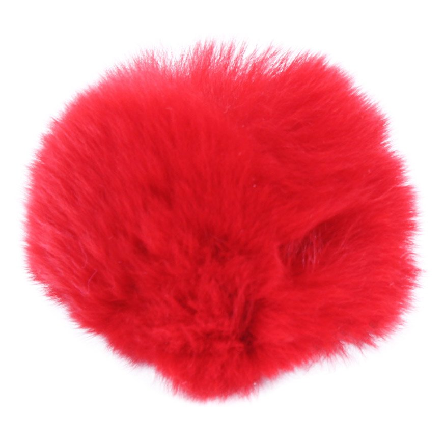 Pompon en fourrure de lapin avec bouton-poussoir - Approx. 6cm 