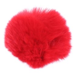 Pompon i kanin ca. 6 cm, med trykknap