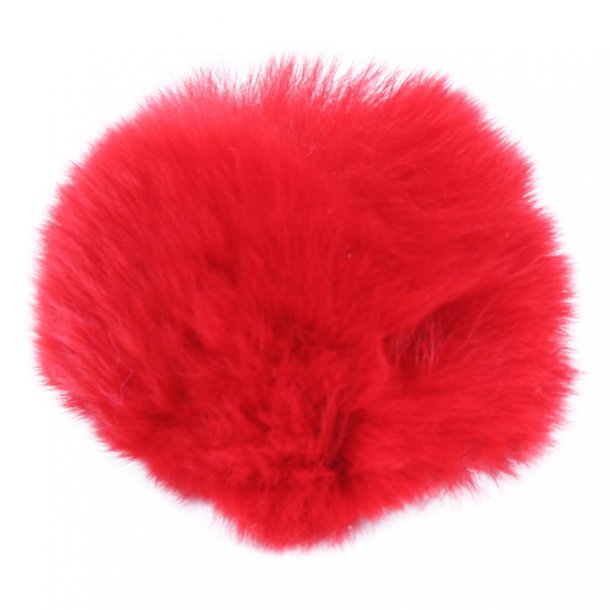 Pompon i kanin ca. 6 cm, med trykknap
