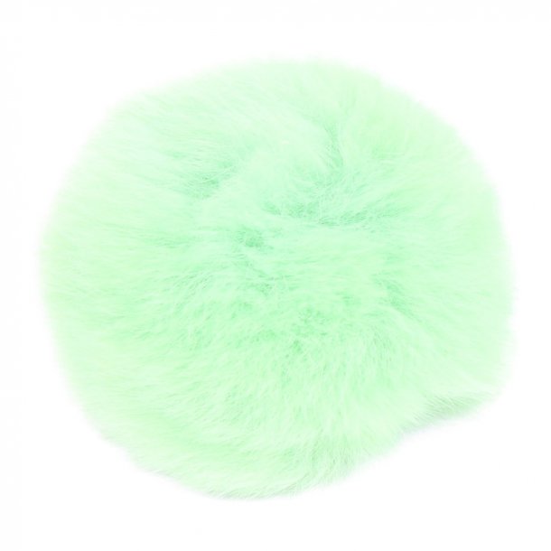 Pompon i kanin ca. 6 cm, med trykknap