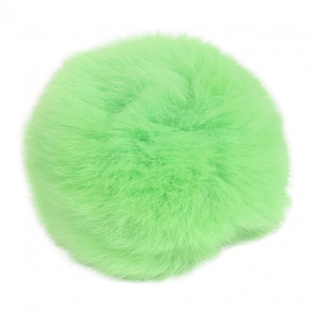 Pompon i kanin ca. 6 cm, med trykknap