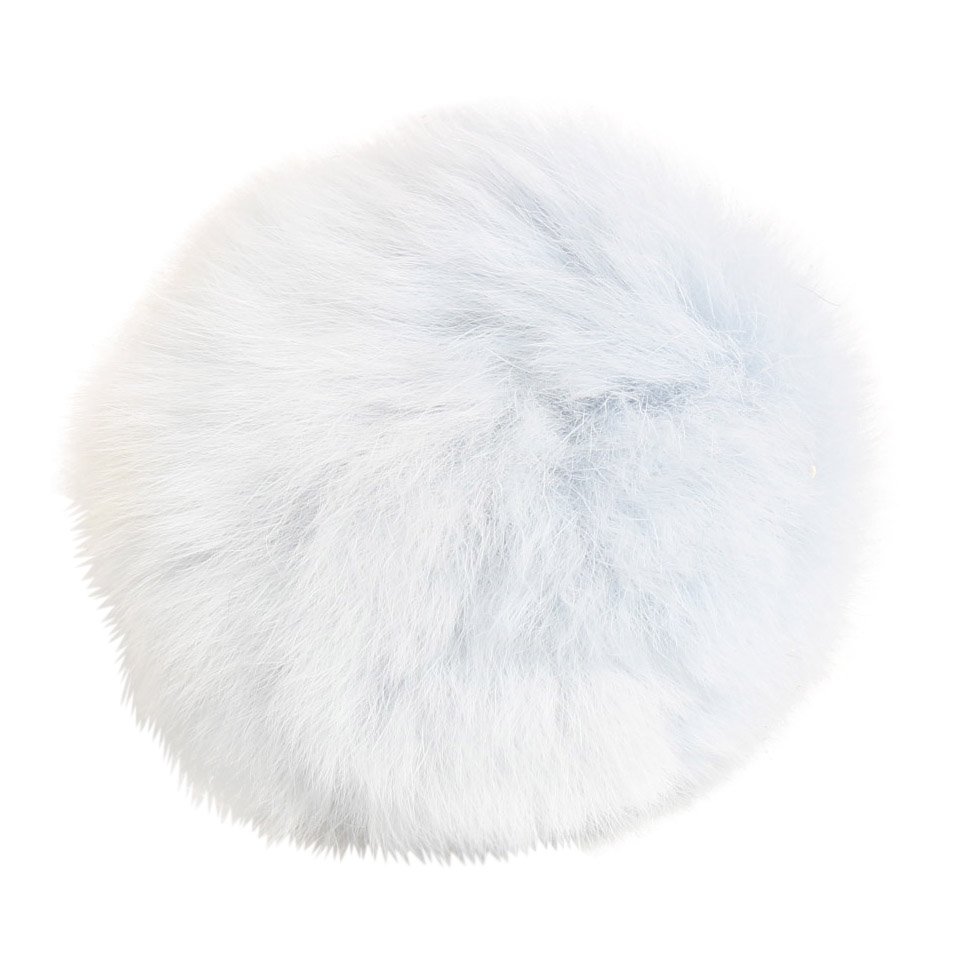 Pompon en fourrure de lapin avec bouton-poussoir - Approx. 6cm 
