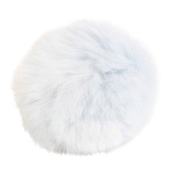 Pompon i kanin ca. 6 cm, med trykknap
