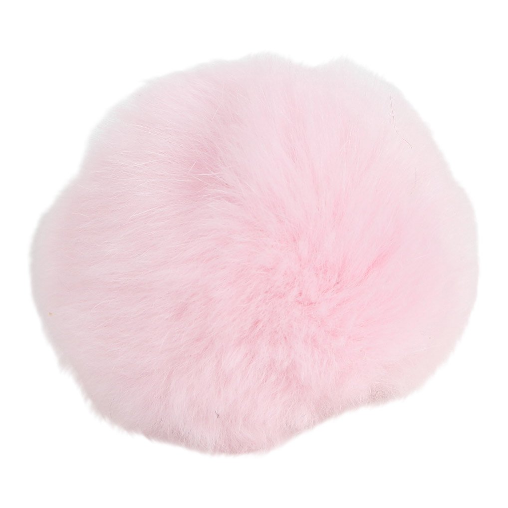 Pompon en fourrure de lapin avec bouton-poussoir - Approx. 6cm 
