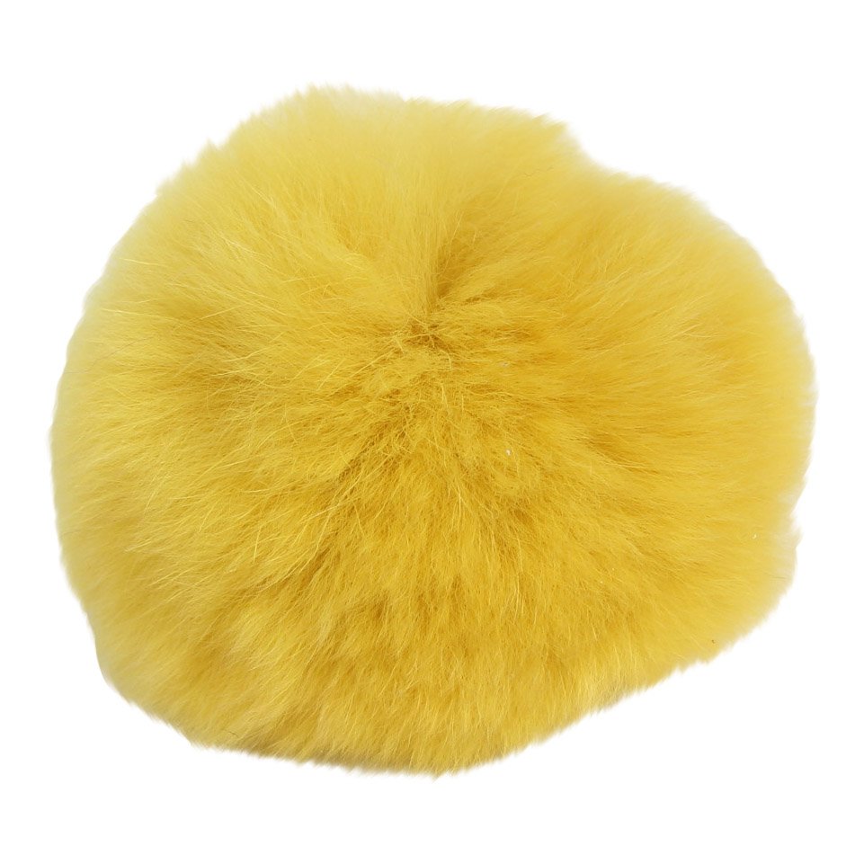 Pompon en fourrure de lapin avec bouton-poussoir - Approx. 6cm 