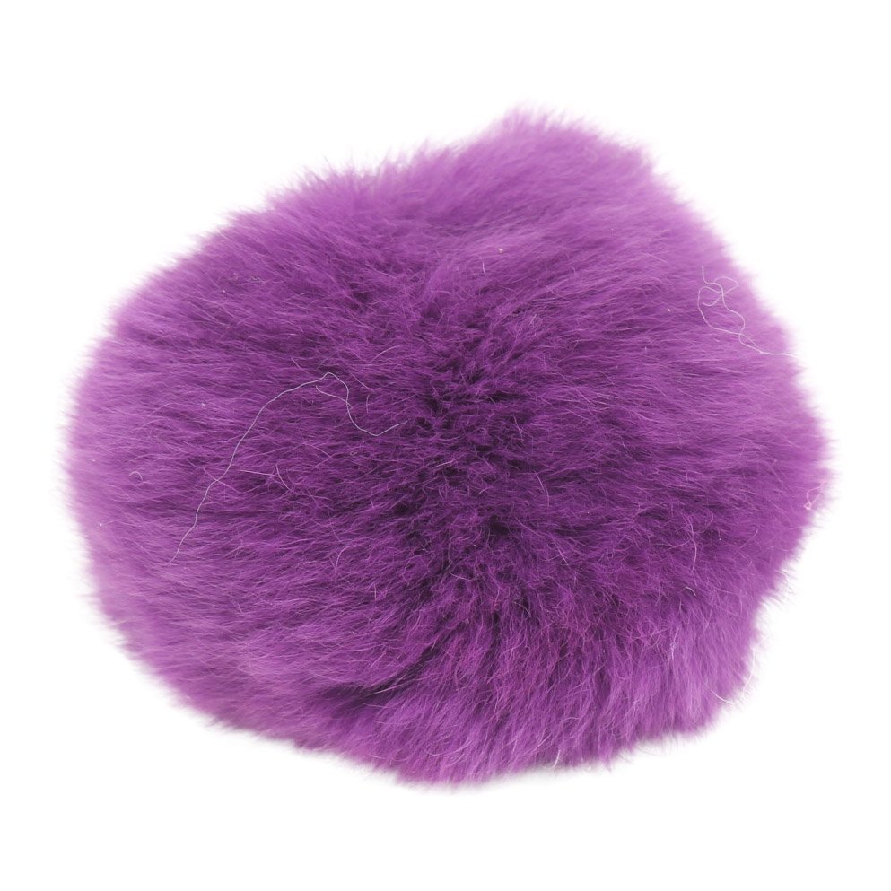Pompon en fourrure de lapin avec bouton-poussoir - Approx. 6cm 