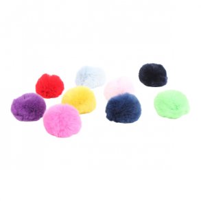 Pompon i kanin ca. 6 cm, med trykknap