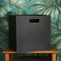 Storage box leather black 31x31x31cm