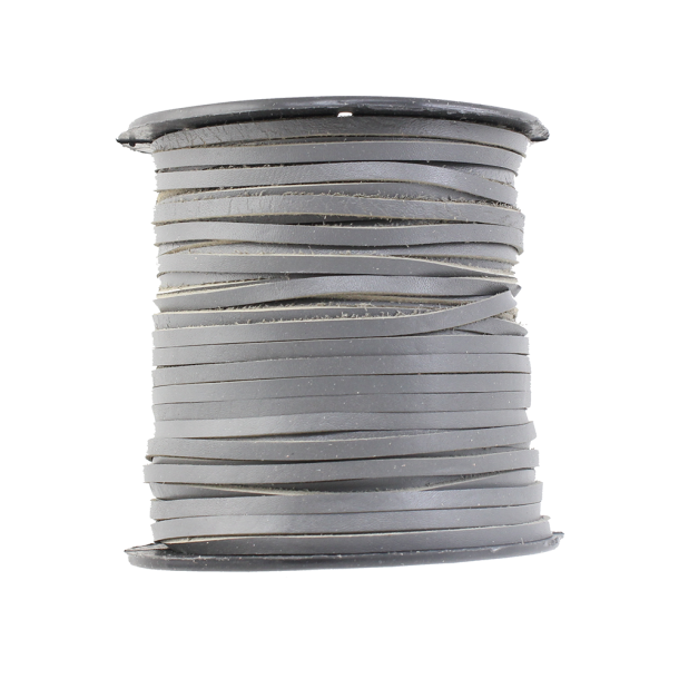 Kalveskindsnre flad 3x1mm Gr&aring; 1 meter