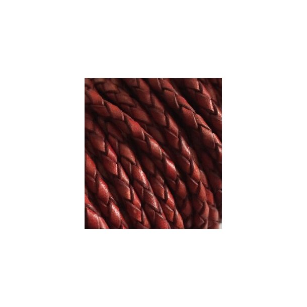 Flettet rund bolosn�re Antik brun 5,0mm 10 meter