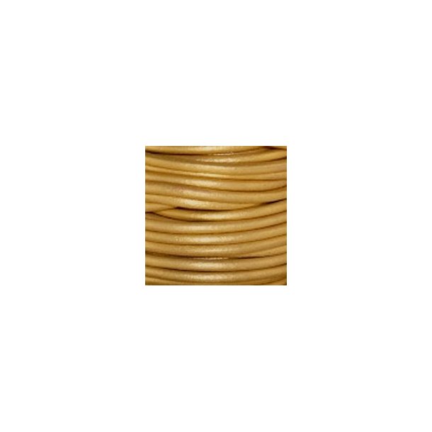 Round leather cord 1,5meter - 2mm  Gold 1 pcs
