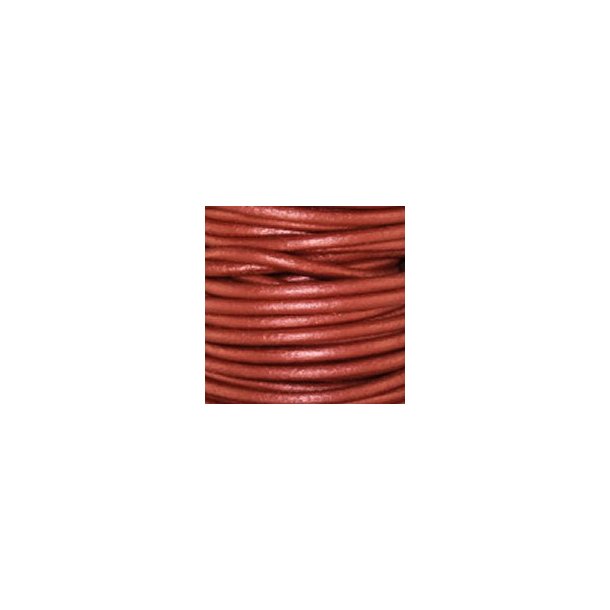 Round leather cord 1,5meter - 2mm  Metallic Russet red 1 pcs