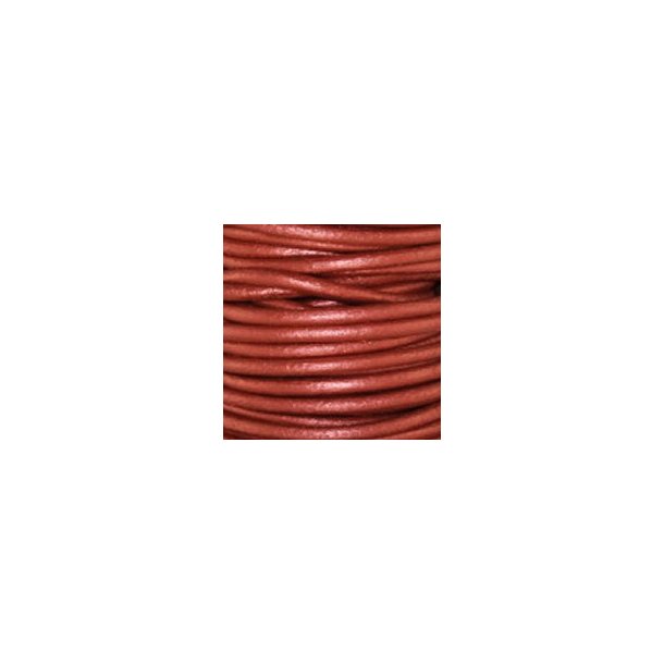 Corde ronde en cuir 1,5m&egrave;tre - 2mm Metallic Russet red 1 pcs