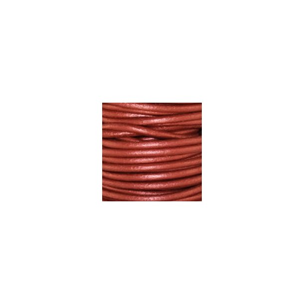 Ronde lederen koord 1,5 meter - 2mm Metallic Russet red 1 stuks