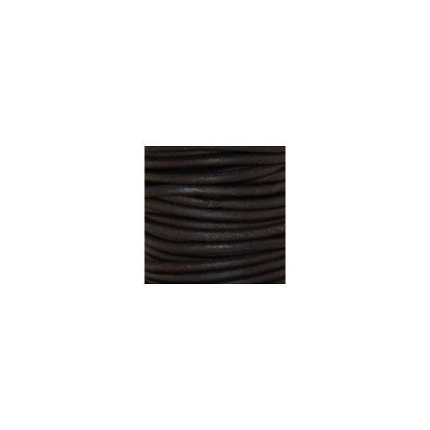 Round leather cord 1,5meter - 2mm  Dark brown 1 pcs