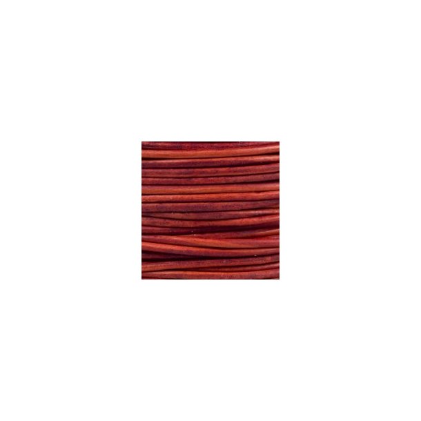 Corde ronde en cuir 1,5m&egrave;tre - 2mm Rouge antique 1 pcs