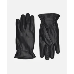 Glove lambskin lined with knit of pure wool men's - black