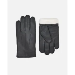 Handske af lammeskind med perlelamsfr sort - Herre - 