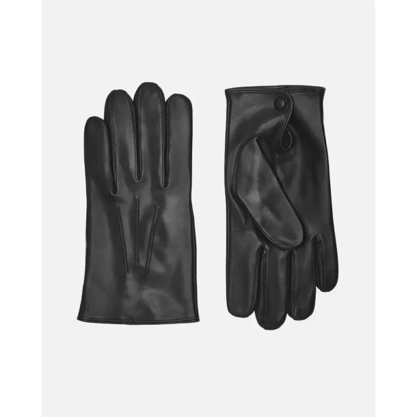 Herrehandske lammeskind foret med uldstrik med knap