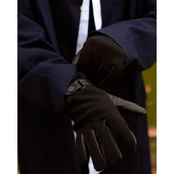 Herrehandske i uldstrik/lammeskind 