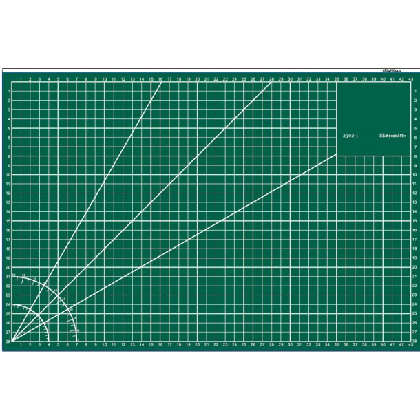 Tapis de d&eacute;coupe auto-cicatrisant 3mm - Reversible/Imprim&eacute;s de quadrillages incl. des lignes rep&egrave;res