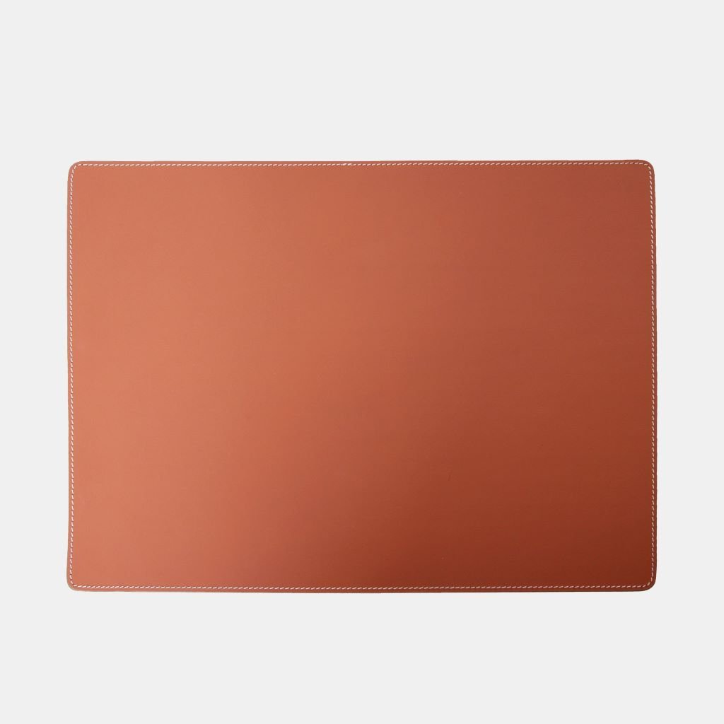 Vierkante leren placemats witte stiksels 34x47cm