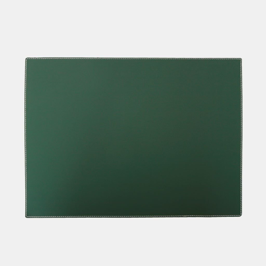 Vierkante leren placemats witte stiksels 34x47cm