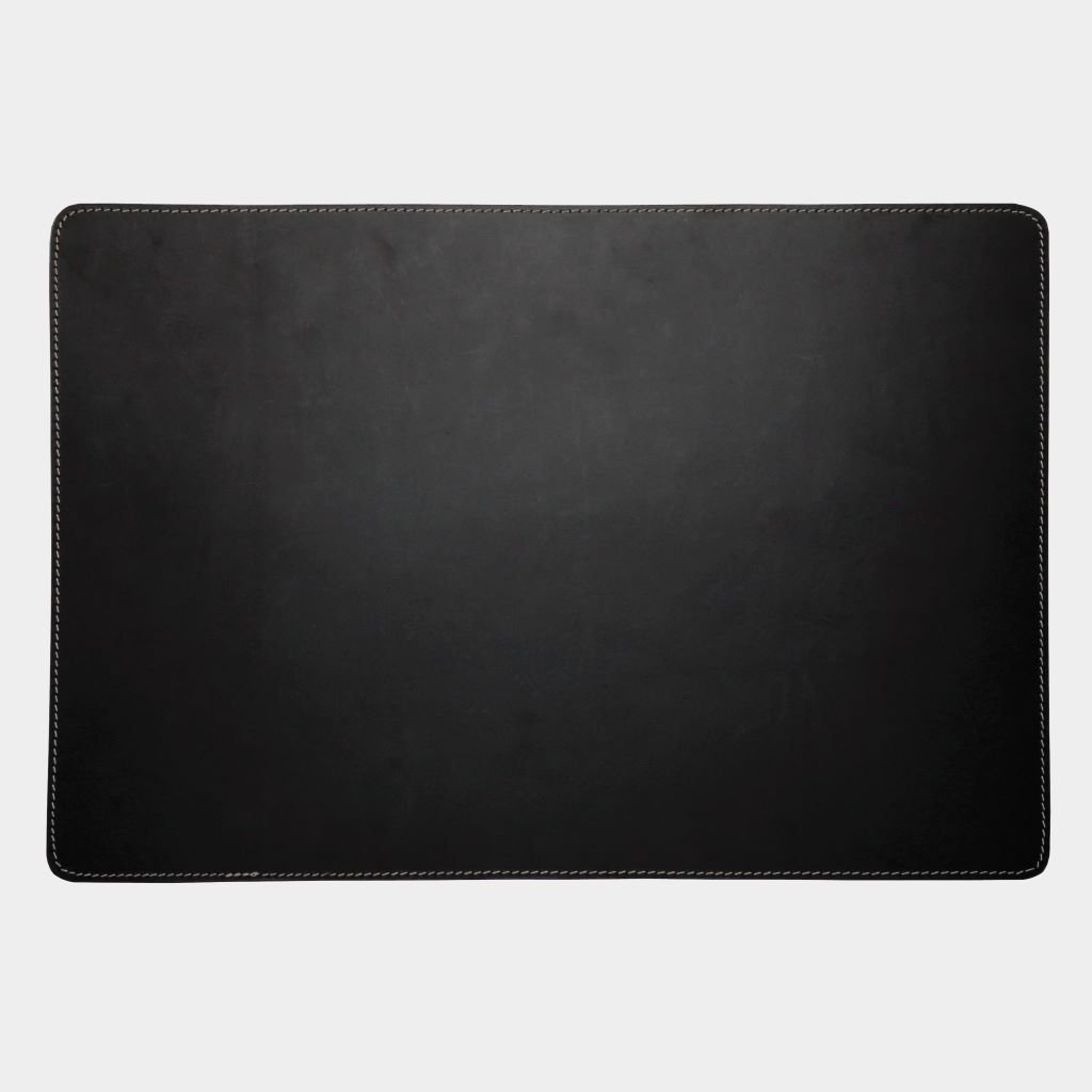 Vierkante leren placemats witte stiksels 34x47cm