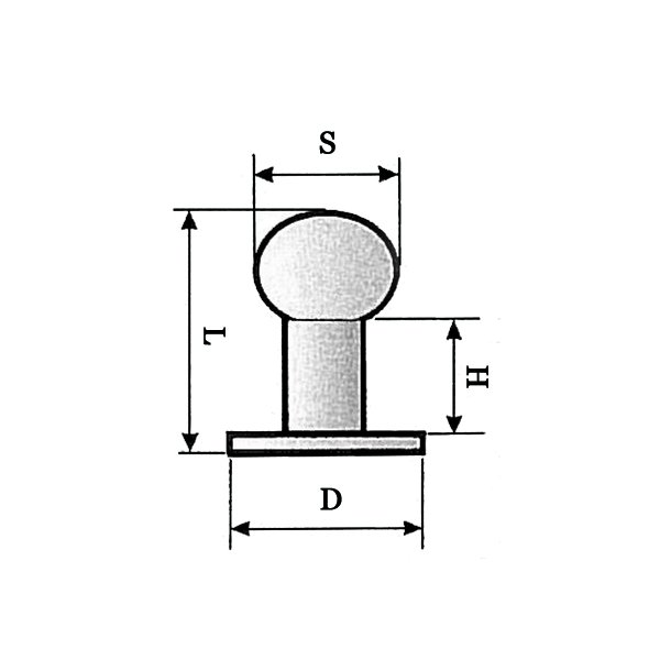 Gevrknapper m/skruer Lille gev&aelig;rknap S4,5-H4-L8-D7mm Gammel messing 100 stk/pk