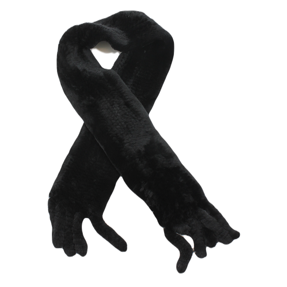 Skjerf strikket rex kanin 150x14cm