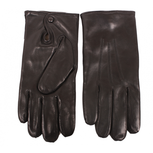 Mens glove water repellent lambskin with wool lining and press button in palm. Elegan/slim fit