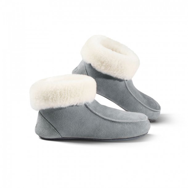 Sheepskin slippers - size 25-48 Size 48 - UK 15,5 Blue grey