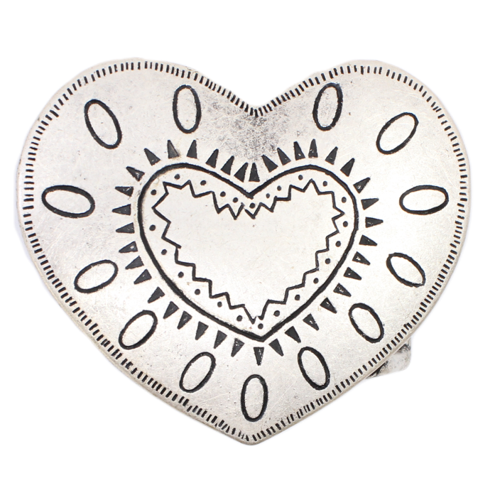 Hart gesp 40 mm antiek zilver