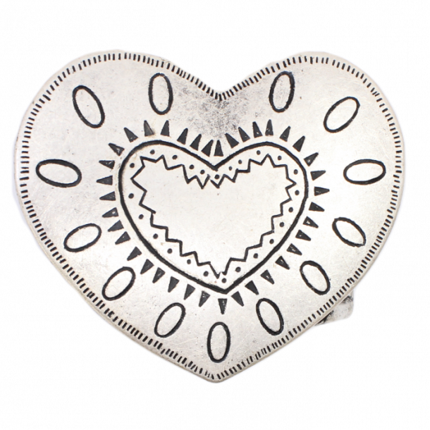 heart buckle 40mm antique silver