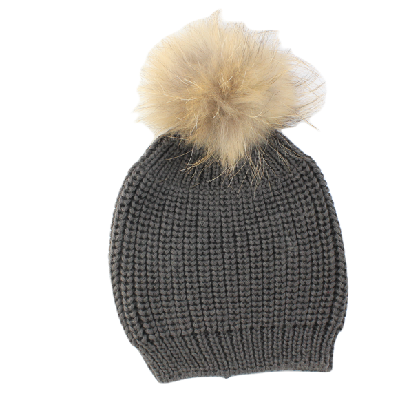 Knit hat with fur - unisize