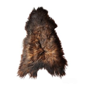 Islandskt lammskinn Mrk Rostig 120-130cm Natur