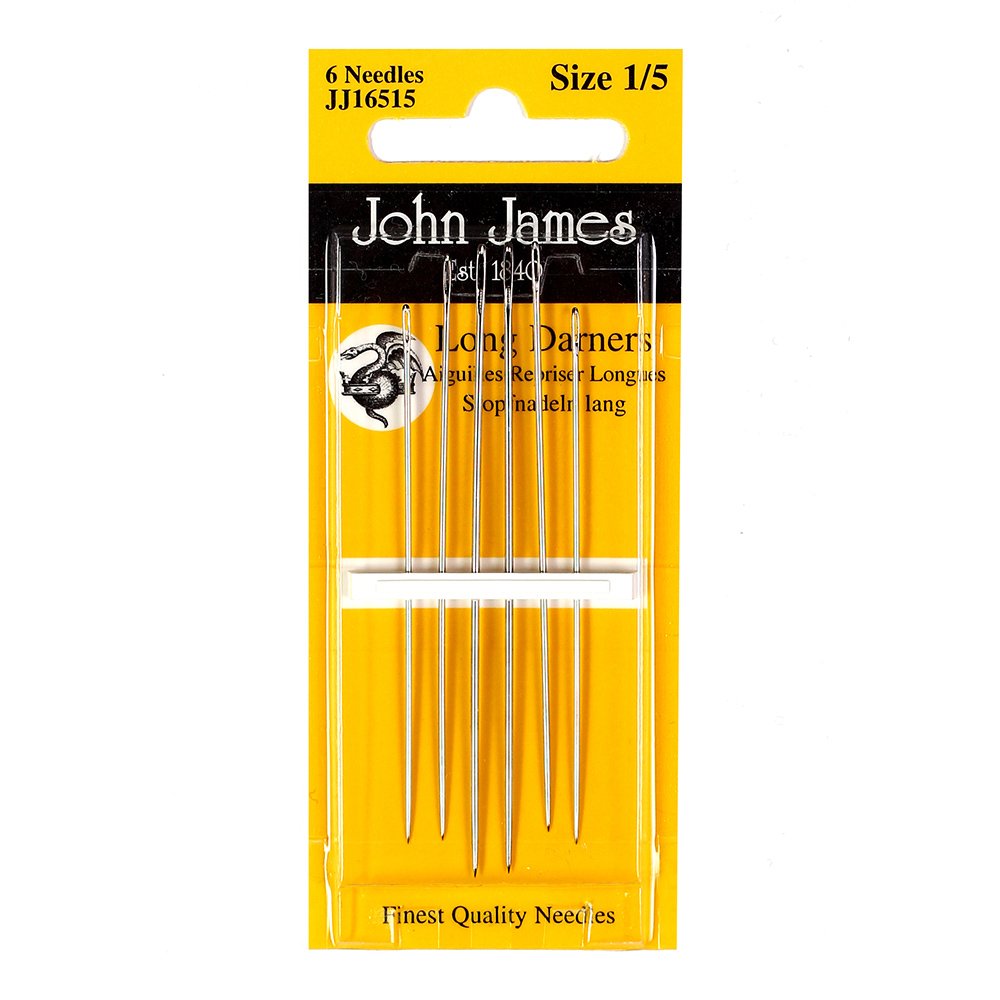 John James Long Darners Needles Assorted Sizes 3/9 6 pcs