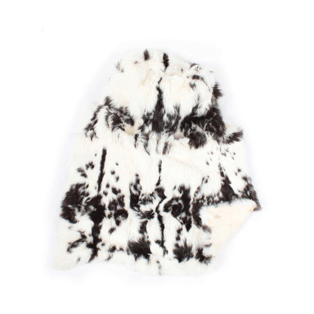 Rabbit fur plate natrual white/black 120x60cm