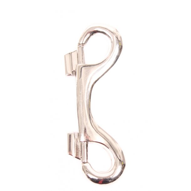 Dobbel karabinkrog nikkel 10cm