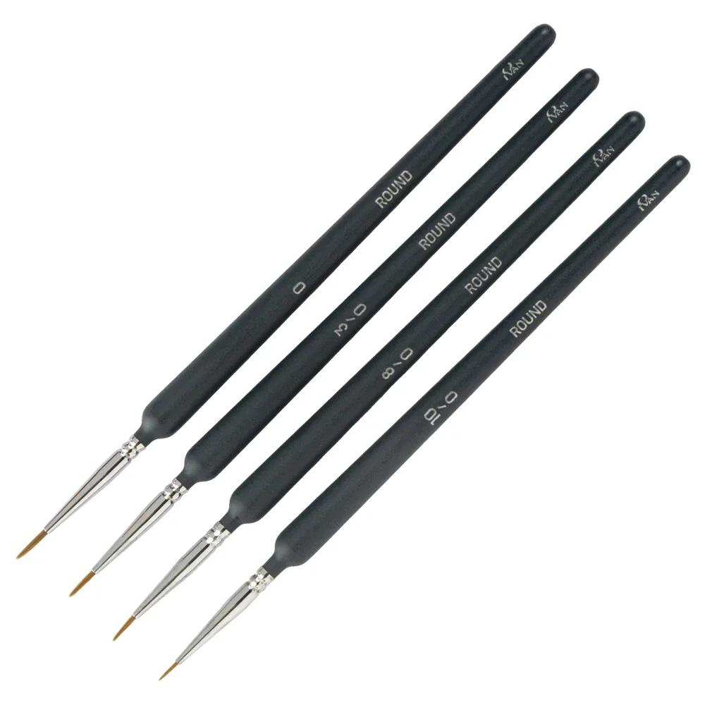 Nylon rund detaljbrste 4 stk Sett