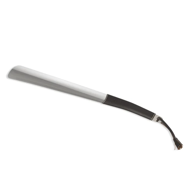 Shoe horn 41cm chrome/leather - Saphir Mdaille D'or  Donkerbruin