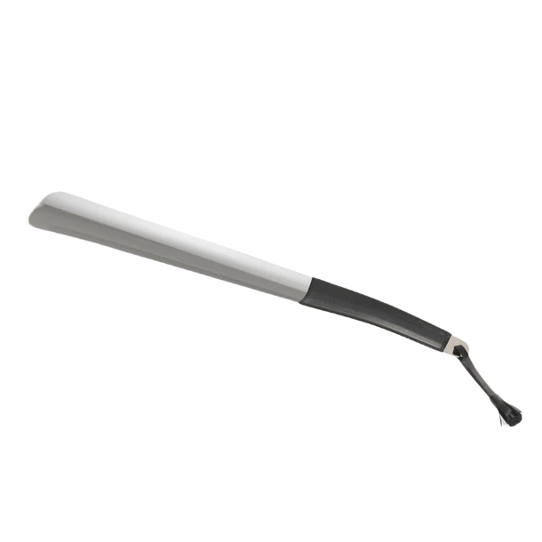Shoe horn 41cm chrome/leather - Saphir Mdaille D'or  zwart