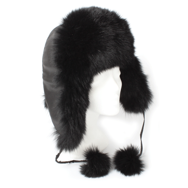 Chapeau en fourrure de renard - Taille unique N &deg; 2 noir