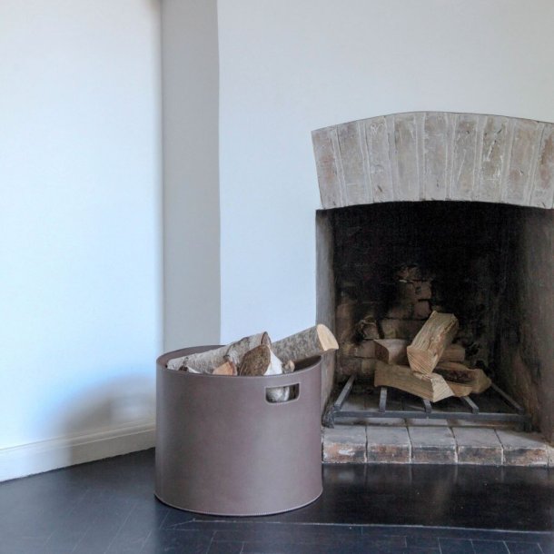 Firewood Basket / barrel in leather