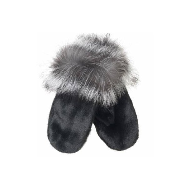 Luffer i  sort ringslskind med slvrvskant