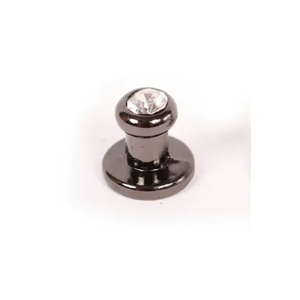 Gevrknapper m/simili sten og skruer 9x9mm Oksidert svart belagt 1 stk