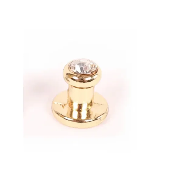 Gevrknapper m/simili sten og skruer 9x9mm Gullbelagt 1 stk