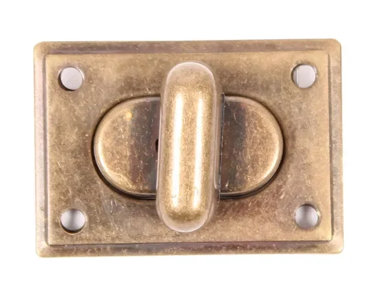 Turn lock 50x35mm old brass incl rivets