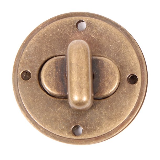 Fermoir tourniquet rond - 52mm - Vieux laiton - incl. rivets